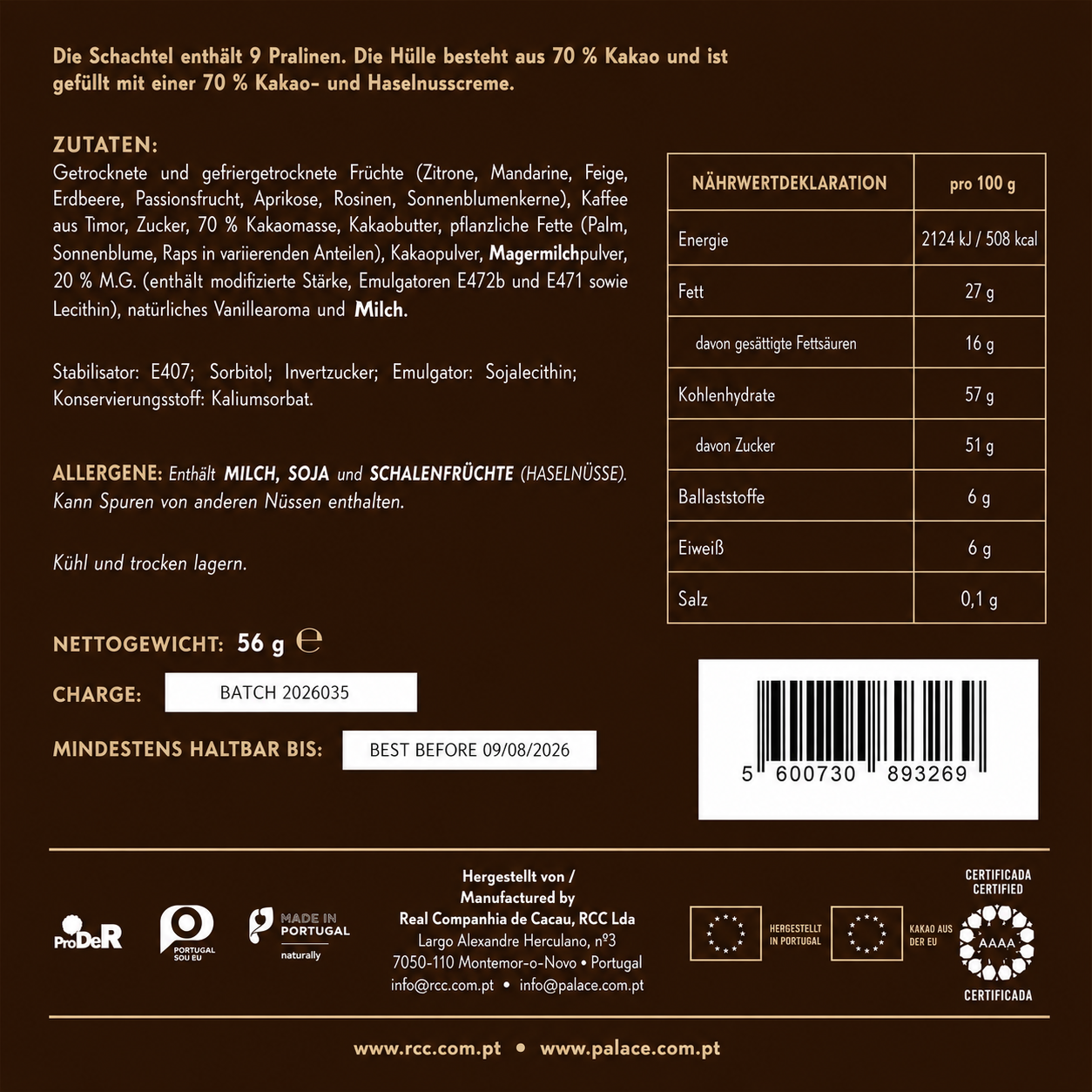 Royal Cocoa Zartbitter-Pralinen mit Zitrone
