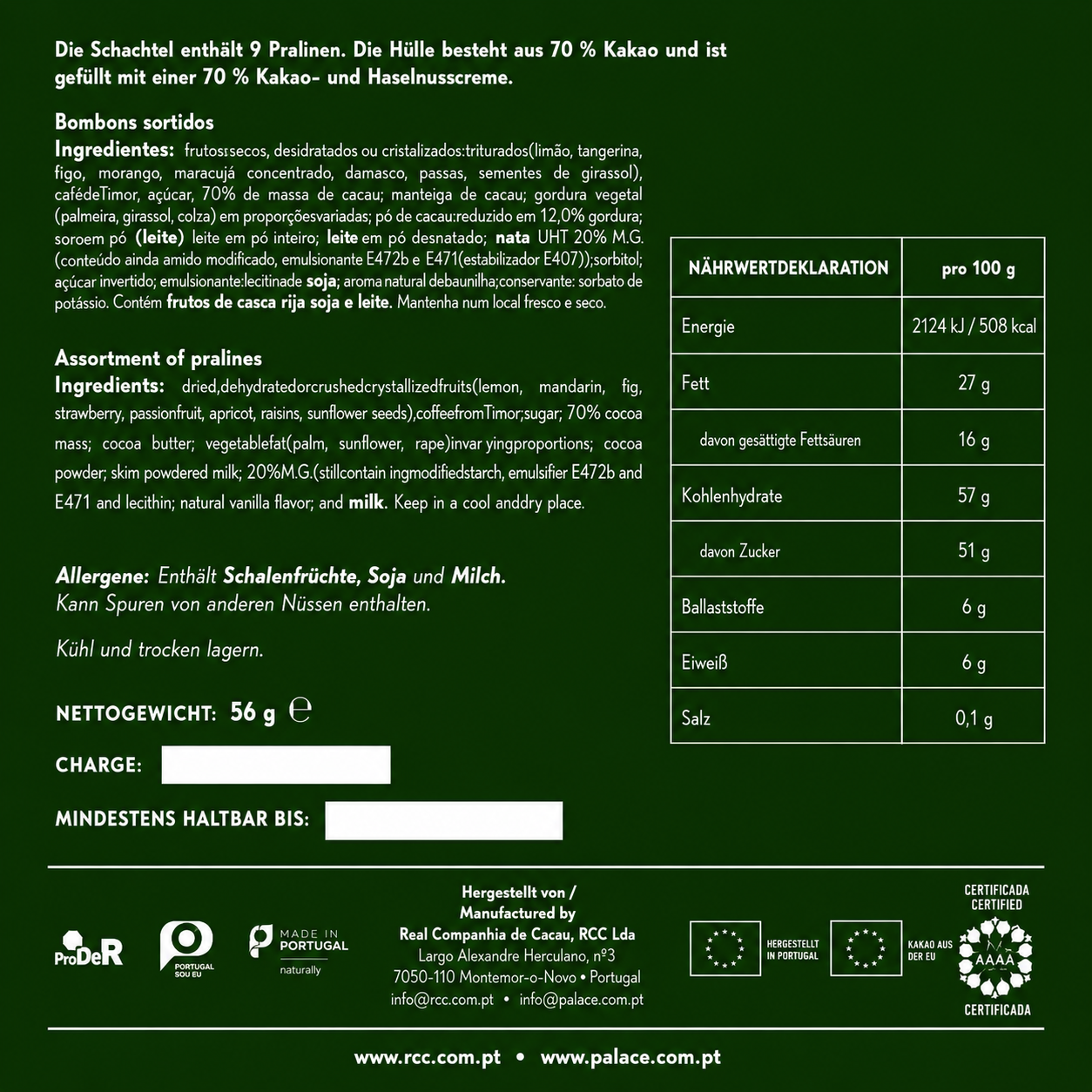 Royal Cocoa Zartbitter-Pralinen mit Haselnuss
