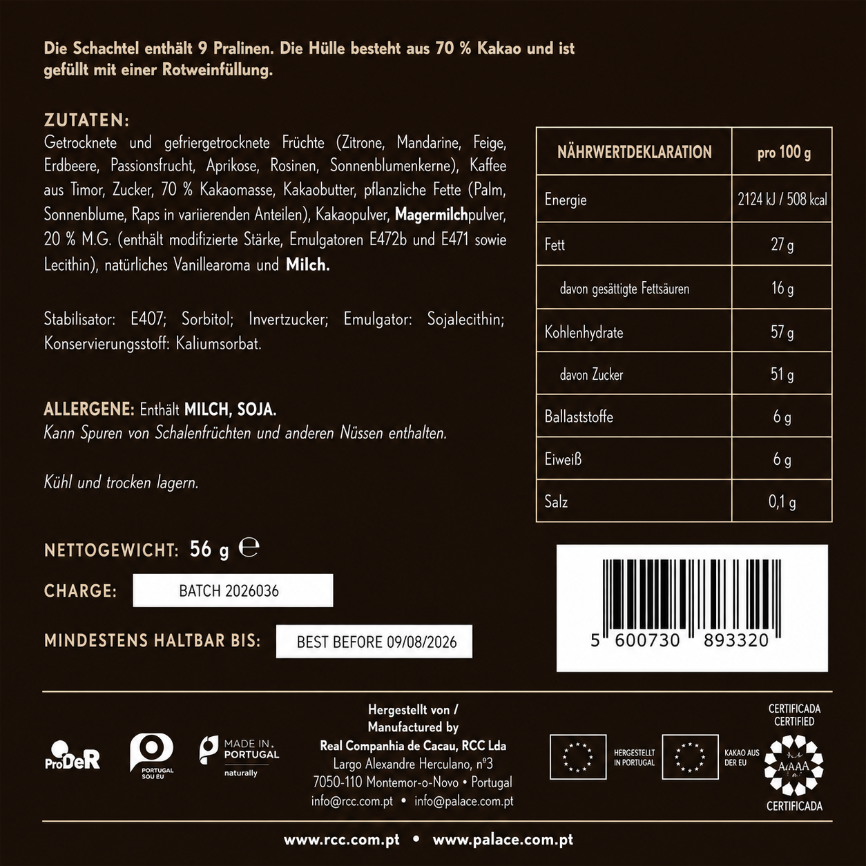 Pralinen Dark - Rotwein