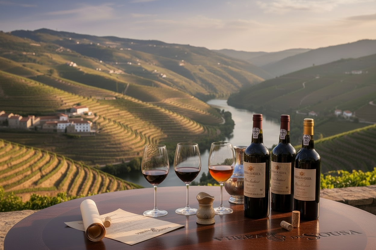 Die beiden Flaschen auf dem Tisch sollen von Vieira de Sousa sein